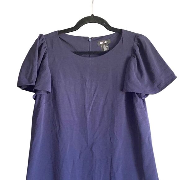 DKNY Navy Boat Neck Flutter Sleeve Dress. Size 8. - Picture 5 of 12